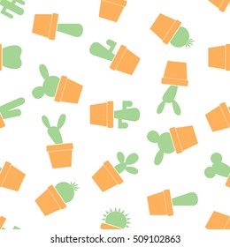 cute Cactus seamless pattern background.
