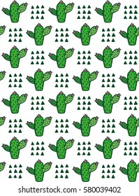 Cute cactus seamless pattern design. Vector illustration.