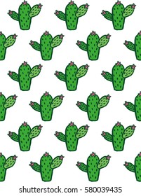 Cute cactus seamless pattern design. Vector illustration.