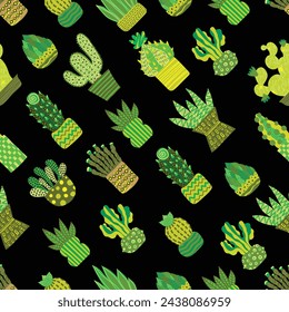 Cute cactus. Seamless pattern. Endless pattern can be used for ceramic tile, wallpaper, linoleum, textile, web page background.