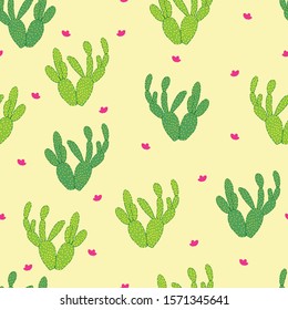 Cute cactus seamless pattern illustration