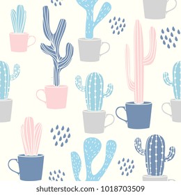 Cute cactus seamless pattern. Summer background theme. Happy holiday illustration vector.