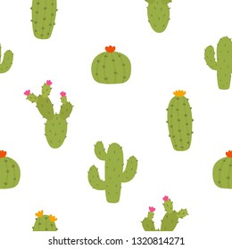 Cute cactus seamless pattern vector illustration botanical exotic plant 