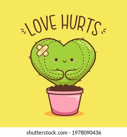 cute cactus shaped heart in pink pot
