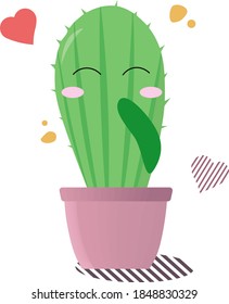 Cute cactus smiles. Cactus in pot vector