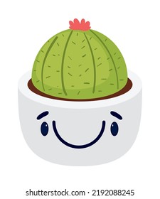 cute cactus smiling icon flat isolated