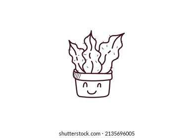 cute cactus sticker icon doodle handdrawn 