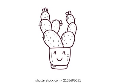 cute cactus sticker icon doodle handdrawn 