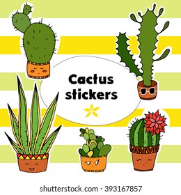 Cute cactus stickers