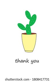 cute cactus thank you card