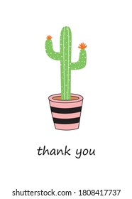 cute cactus thank you card