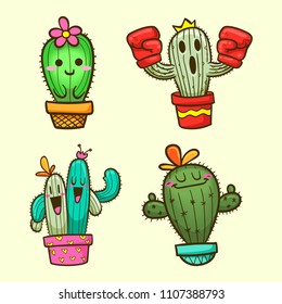 cute cactus vector cartoon