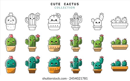 cute cactus vector collection, cactus set, design elements