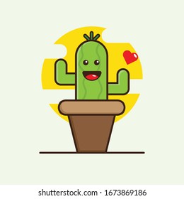 cute cactus vector illustration design character
