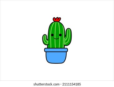 cute cactus vector illustration kids