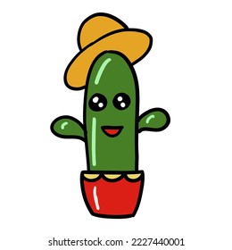 Cute cactus. Vector illustration in mexican style