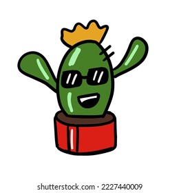 Cute cactus. Vector illustration in mexican style