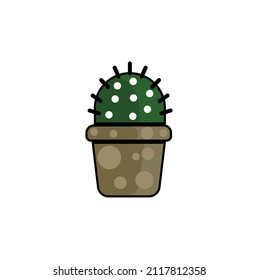 Cute Cactus Vector Ilustration Icon