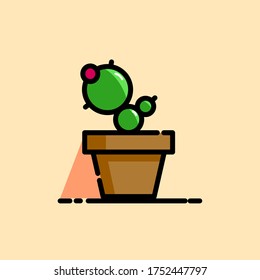 Cute cactus vector in the pot vector MBE Style