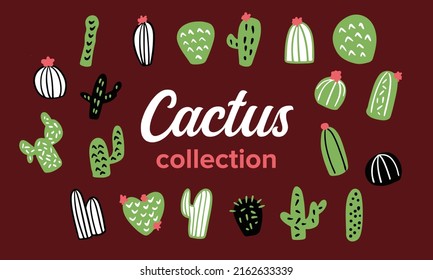 Cute cactus vector sticker collection