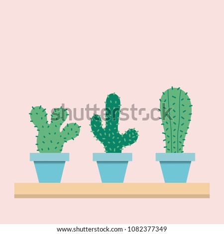 Cute Cactus Wallpaper Vector เวกเตอร์สต็อก (ปลอดค่าลิขสิทธิ์