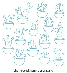 Cute cactuses, succulents and desert plants