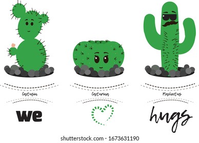 Ilustraciones de cactus. Cactus aislados con personalidad.