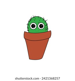 Cute Cactus,simple vector arteps10,botanical green plant