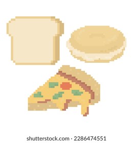 Cute Cafe Bakery Doodle in Pixel Art Illustration
