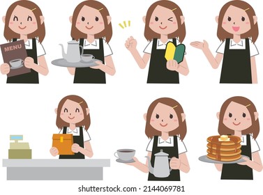 Kellnerin für Cute Cafe-Illustration
