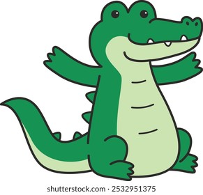 cute caiman illustration isolated on white