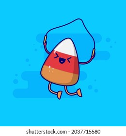cute cake cartoon character jumping rope