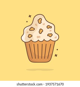 Cute cake cartoon illustration vector icon. Concept Premium Vector Food Icons Isolated. 