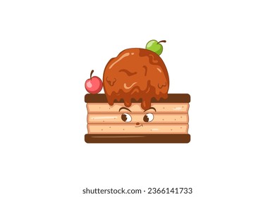 Cute Cake Character Design Illustration