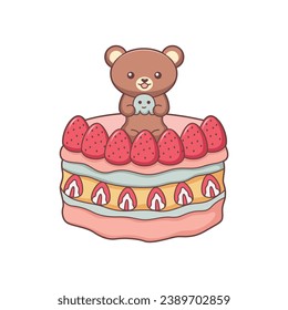 Cute Cake Character Design Illustration