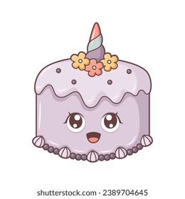 Cute Cake Character Design Illustration