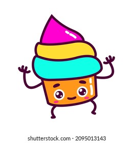 cute cake character illustration vector