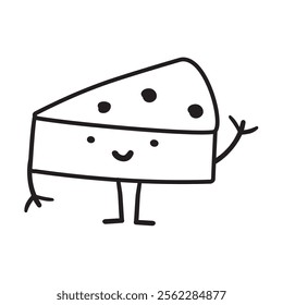 Cute cake. Character. Outline  design. Illustration on white background.