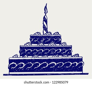 Cute cake. Doodle style