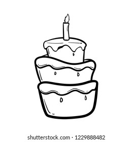 cute cake doodle vector 