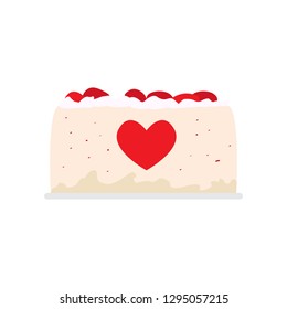 Cute cake with heart. Vectro illustration design