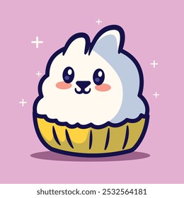 Cute cake icon with a combination of vector animal doodles