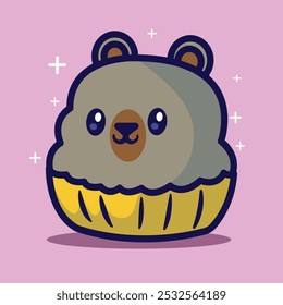 Cute cake icon with a combination of vector animal doodles