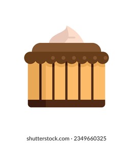 Cute cake icon flat vector. Happy party. Sweet cream isolated