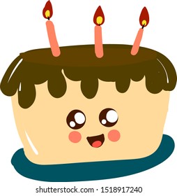 Cute cake, illustration, vector on white background.