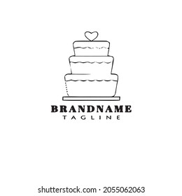 cute cake logo cartoon design template icon black modern isolated vector illustration