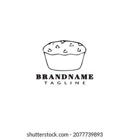 cute cake logo cartoon design template icon black modern isolated vector illustration