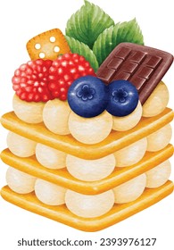 cute cake on top with blue berries and chocolate