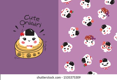 cute cake with pattern vector set