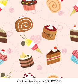 cute cake seamless background - design element